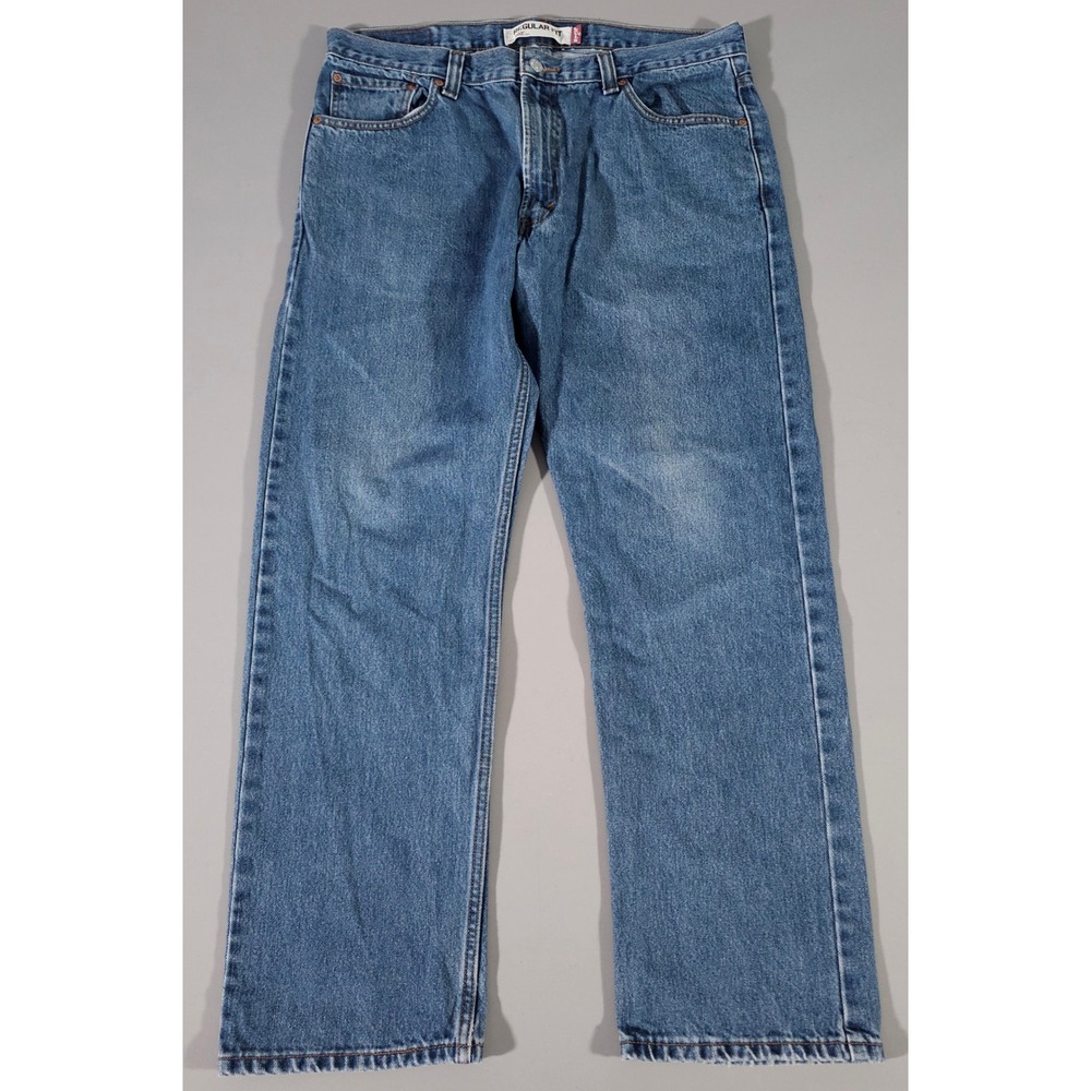 Levi's 505 Regular Fit Jeans Mens 36x30 Blue Medium Wash Straight Leg Denim Y2K